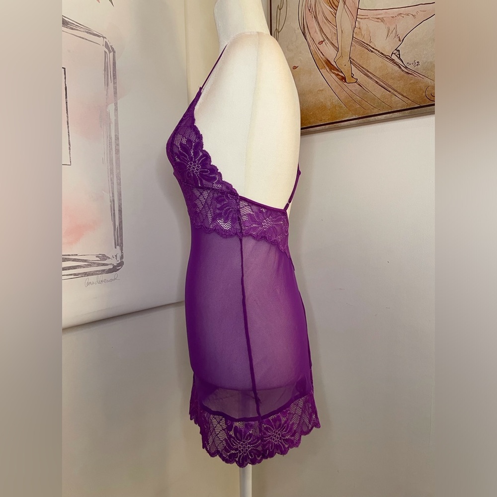 Fredericks of Hollywood Lace Chemise Dress Lingerie Size S Purple - Picture 7 of 15